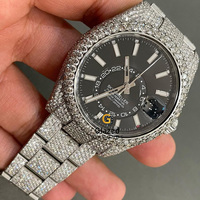 Montre automatique analogique de marque pour homme, très vendue, avec diamants Moissanite de clarté VVS, boîtier en acier inoxydable, verre de protection, 41 mm, style tendance