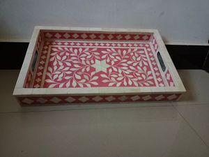 NUEVO MODELO HANDCRAFTED Christmas Ocasión Bone Inlay Tray con forma cuadrada Bandeja para servir - Product Image 2