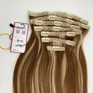 Beste Nagel haut Ausgerichteter Clip im Haar 7 Stück Vollkopf farbe 3q 9c 22 Zoll Virgin Hair Vendors Clipin Vietnam esisches Menschenhaar Weich