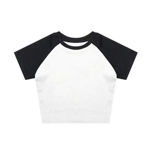 T-shirt à manches courtes 100% coton pour enfants de haute qualité T-shirts courts haut en coton uni haut court surdimensionné pour enfants - Product Image 2