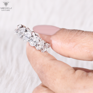 Anillo de Diamantes Ovalados Eternity para Mujer, 6x4 MM (0.50 Quilates), Diamantes Cultivados en Laboratorio, Diseños Personalizados, Anillo de Bodas, Oro Blanco de 14K - Product Image 6