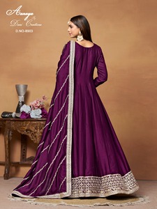 Hermoso arte seda bordado Anarkali Salwar Kameez para mujeres estilo largo boda invitado ropa tradicional Georgette Material - Product Image 5