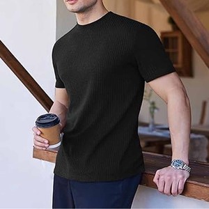 T-shirt pour homme col épais 100% coton T-shirts épais col montant surdimensionné T-shirt pour homme téléchargé par Dress Sports - Product Image 3