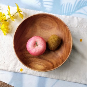 Bol en ACACIA naturel 100%, bol de service pour fruits, salade, accessoires décoratifs DESIGN VINTAGE artisanat vietnamien - Product Image 3