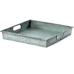 Bandeja DE SERVICIO DE METAL rectangular de granja galvanizada con bandeja de almacenamiento de hierro con asa - Product Image 4