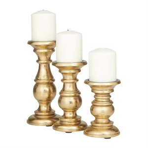 Portavelas de pilar con acabado dorado de madera para decoración de fiesta de boda de Navidad, gran oferta, diseño moderno, diseño de forma atractiva - Product Image 1