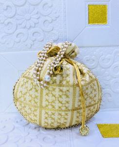 Designer Handmade Ethnic Raw Silk Evening Bags Customizable Printing Coin Potli Batua Fashion Purse 1-1.9L Capacity for Party - Product Image 5