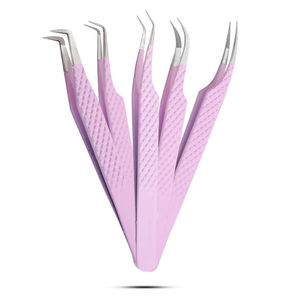 Pinces à cils professionnelles antistatiques en acier inoxydable, anti-magnétiques, à pointe fine, isolation parfaite, poignée antidérapante en diamant - Product Image 1