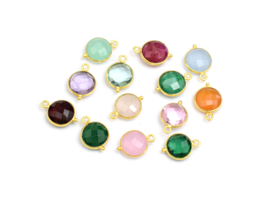 Multi pierres précieuses forme ronde plaqué or fabrication de bijoux fait à la main charme à facettes trouver connecteur de lunette - Product Image 4