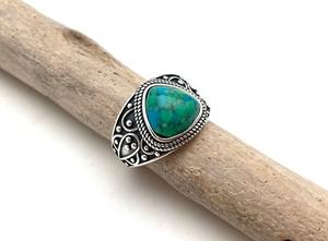 Anillo clásico joyería para mujer plata estilo bohemio joyería 925 plata esterlina turquesa piedra preciosa anillo hecho a mano regalo para esposa - Product Image 4