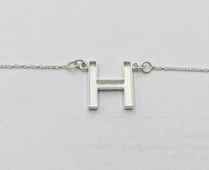 Solid 925 Sterling Silver 18K Gold Plated Minimalist H Letter Pendant Handmade Eco-Friendly Fine Jewelry for Women Wholesale - Product Image 5
