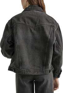 2025 nouvelle veste en jean délavée Vintage pour femmes décontractées élégantes avec veste en jean boutonnée personnalisée respirante en couleur noire - Product Image 5