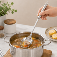 Cuillère de cuisine anti-rouille résistante à la chaleur, spatule en acier inoxydable monobloc, ensemble d'ustensiles de cuisine en acier inoxydable 410
