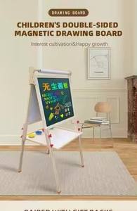 Chevalet magnétique double face Tableau à dessin Tableau blanc Tableau noir en bois <span class=keywords><strong>pour</strong></span> enfants Samtoy éducatif Montessori 2 en 1 - Product Image 2