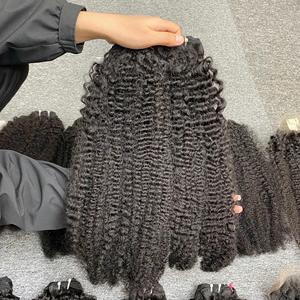 Vague profonde naturelle et extension de trame humaine de tressage en vrac foncé bouclés naturels - Product Image 5