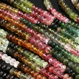 12 pouces de long 100% perles de pierres précieuses multi-tourmaline naturelles perles de rondelle lisses de haute qualité brins cadeau fait main personnalisé - Product Image 2