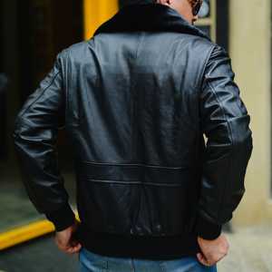 Chaqueta transpirable impermeable de cuero genuino 100% para hombre con cómodo cuello alto con cremallera logotipo frontal-ropa de invierno informal - Product Image 2