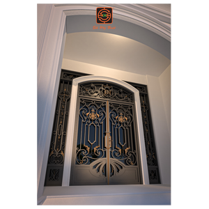 Portes en fer forgé KHP, double entrée, haute qualité, artisanat forgé à la main, élégante double entrée pour grandes villas et maisons de luxe. - Product Image 3