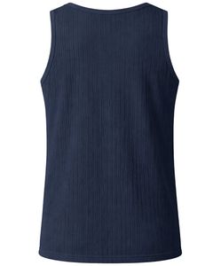 Camiseta sin Mangas Personalizada para Hombre, Ajustada, Deportiva, Informal, de Verano, Tejido Elástico Suave, Color Azul Marino, Venta al Por Mayor OEM - Product Image 5