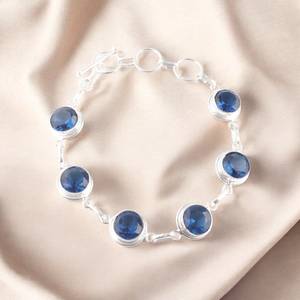 Pulsera de Topacio Azul Londres, Juego de Dijes de Plata de Ley Hechos a Mano, Joyería de Circonio, Lujosa y Elegante para Mujer, Regalo - Product Image 1