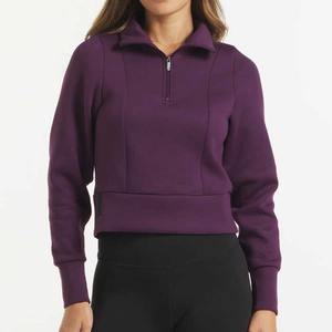 Sudadera con capucha de manga larga hecha a medida para mujer, Top corto de secado rápido para gimnasio con cremallera, ropa de invierno transpirable, logotipo OEM al por mayor - Product Image 1