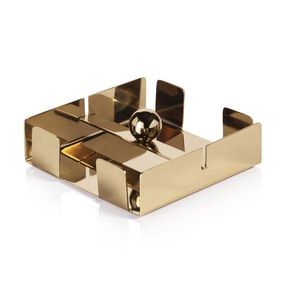Porte-cartes décoratif en métal de forme carrée, finition dorée, étanche, durable, fait main, autoportant, organisateur moderne, le meilleur - Product Image 6