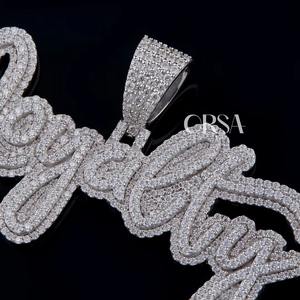 Meilleure qualité Iced Out pendentif personnalisé VVS Moissanite diamant Hip Hop pendentif personnalisé en argent 925 pendentif de fidélité pour l'exportation - Product Image 2