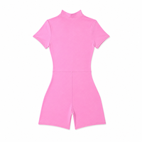 Combinaison de yoga personnalisée pour femme, demi-zip, manches courtes, 75% nylon, 25% élasthanne, 190 g/m², couleur blush, athleisure, une pièce, vêtements de sport