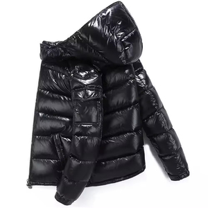 Men's Hooded <b>Puffer</b> <b>Jacket</b> Customized High Quality New <b>Silver</b> Stand Collar Waterproof Breathable Winter Outdoor for Men - Product Image 4