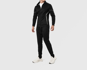 Survêtements d'hiver pour hommes, respirants, légers, avec logo personnalisé brodé, couleur contrastée, 100% coton, streetwear, col roulé, jogging 2 - Product Image 1