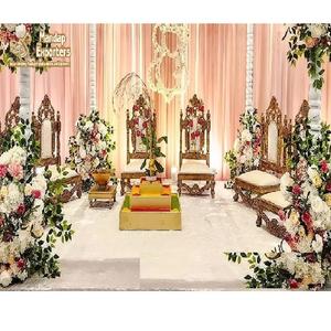 Merveilleux mariage Vidhi Mandap chaises ensemble intérieur mariage Vidhi Mandap chaises décor Designer Vidhi chaises pour mariage Mandap ensemble - Product Image 1