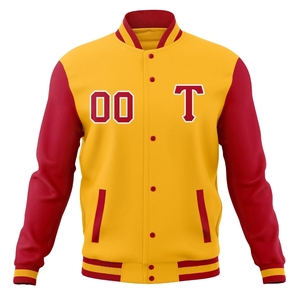 Chaqueta universitaria de cuero auténtico con letras de lana para hombre, chaqueta negra con parches y etiquetas de logotipos bordados de Color rojo para hombre 2026 - Product Image 4