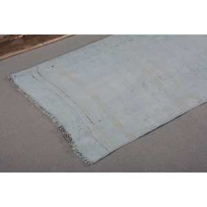 พรมตุรกีโบราณสีฟ้าทันสมัยความสูง2.2x4.8ฟุตทำจากผ้าขนสัตว์วัสดุขนสัตว์เย็บปะติดปะต่อกันเป็นรูปสี่เหลี่ยมผืนผ้าสำหรับห้องนั่งเล่นรถห้องโถง - Product Image 5