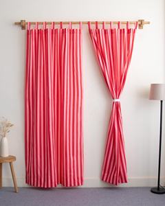 ผ้าม่านโปร่งลายทางผ้าฝ้ายพิมพ์ลายแบบบล็อก  รักษ์โลก ใช้ได้ทุกฤดู สำหรับหน้าต่างบ้าน ชุดผ้าม่าน - Product Image 1