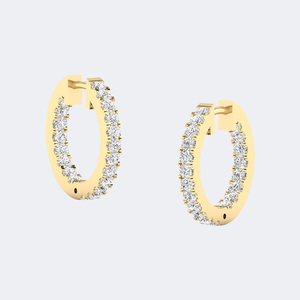 0.55 CTW Round Cut Pave Set <b>Large</b> <b>Hoop</b> Earrings - Product Image 1