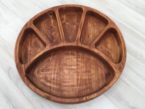 Plateau de service en bois de forme ronde de qualité alimentaire de meilleur style assiettes de service pour l'hôtel derniers plateaux de conception assiettes de service les plus vendues - Product Image 2