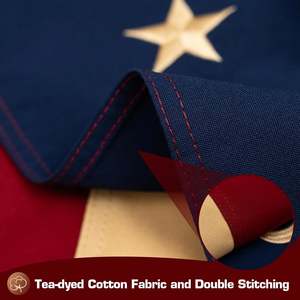 Bandera Vintage de Betsy Ross de 1776, 3x5 pies, 100% algodón, estrellas bordadas, teñida con té, americana, para exteriores, resistente, 13 estrellas, poliéster - Product Image 4