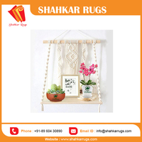 Étagère murale en macramé avec corde en coton et bois, décoration de chambre à coucher contemporaine bohème