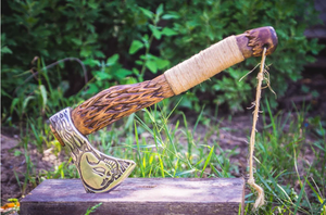 Hache Viking gravée Viking faite à la main avec gaine en cuir pur - Product Image 2