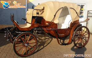 Carruaje de Caballos de Turismo Barouche de Color Personalizado, Estilo Inglés Victoria, Diseño Antiguo con Toldo, Construcción de Metal y Madera - Product Image 5