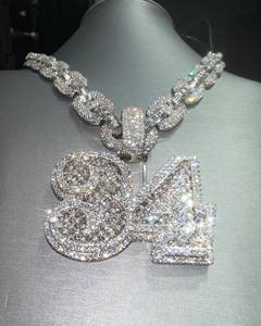 Luxe 925 argent Moissanite diamant glacé argent sac caution personnalisable Hip Hop Design fête bijoux pendentifs et breloques - Product Image 3