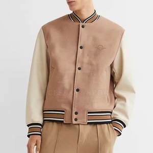 เสื้อแจ็กเก็ตผู้ชาย,เสื้อแจ็กเก็ต Letterman ผ้าขนสัตว์สีพื้นนุ่ม100% - Product Image 2