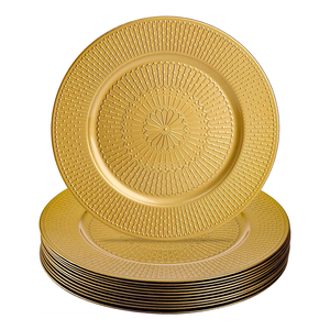 แผ่นที่ชาร์จโลหะทองเหลืองลายดอกไม้แกะสลักด้วยมือดีไซน์โบราณสลักลายดอกไม้เป็นเอกลักษณ์ใต้จาน - Product Image 4