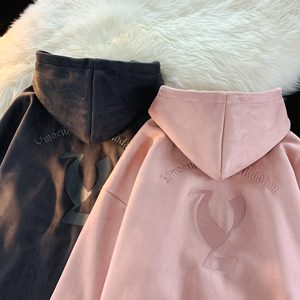 Sweat à capuche zippé en coton brodé de haute qualité Logo personnalisé surdimensionné M57 unisexe poids lourd français éponge Streetwear sweats à capuche zippés - Product Image 5