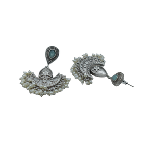 new arrival latest fashion Trending handmade <b>silver</b> look alike brass hoop <b>stud</b> <b>silver</b> matte earing for girls and women - Product Image 3