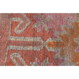 Tapis plat vintage en laine orange beige de 2,7x9 pieds, motif patchwork turc pour décoration de salon, largeur de 4m avec support en latex - Product Image 5