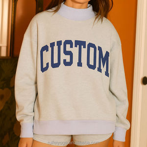 Sudadera con capucha Essentials para mujer personalizada, Sudaderas con cuello acanalado de cuello alto, Jersey de algodón liso de gran tamaño, Sudadera con cuello simulado - Product Image 6