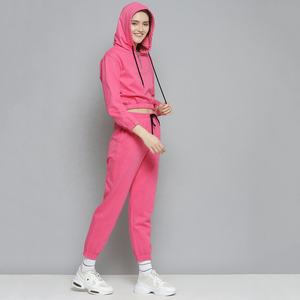 Conjunto Deportivo de Dos Piezas de Alta Calidad, 100% Algodón, Sudadera Corta con Cierre de 1/4 para Mujer, Pantalones Jogger, Transpirable, Personalizable con su Logotipo - Product Image 4