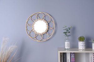 Miroir mural en osier et rotin, vintage, Unique, vintage, vente en gros, fait à la main, pour salon, commode et intérieur - Product Image 5