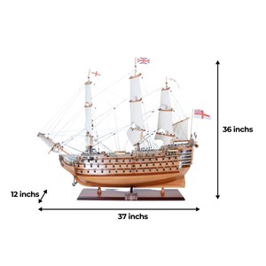 HMS Victory Large 80cm Handcrafted Cedar <b>Wood</b> Craft Nautical Straight Sails Wall <b>Sign</b> Painted Home Decor Personalized Gift Item - Product Image 1
